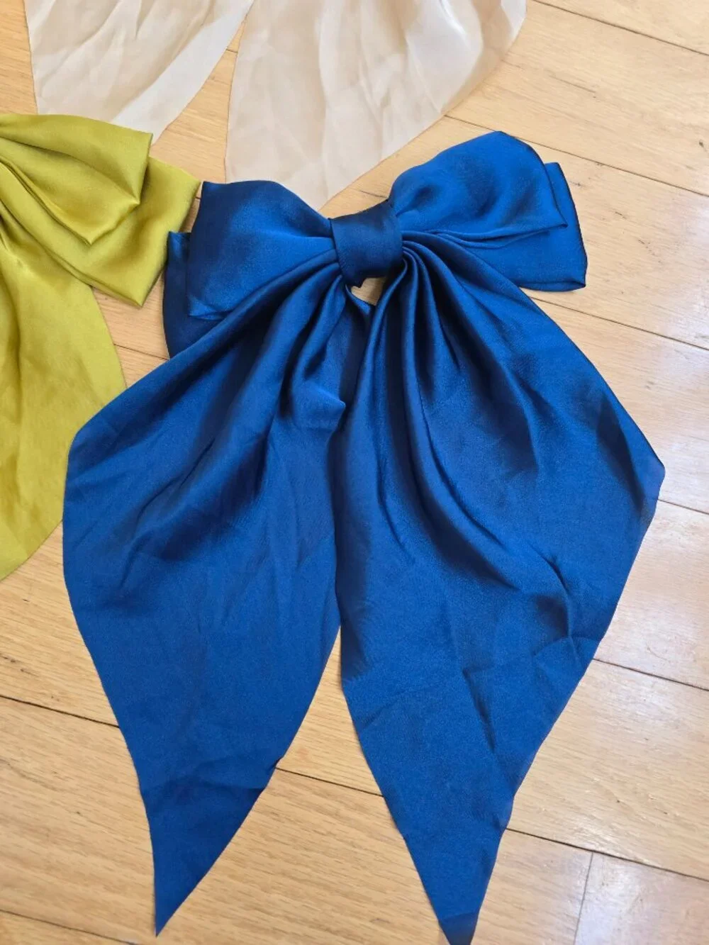 soft girl satin large hair bow 3 piece set